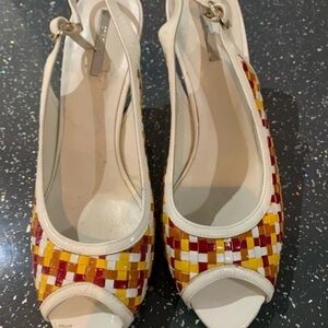 Elegant Multicolor Woven Slingback Heels